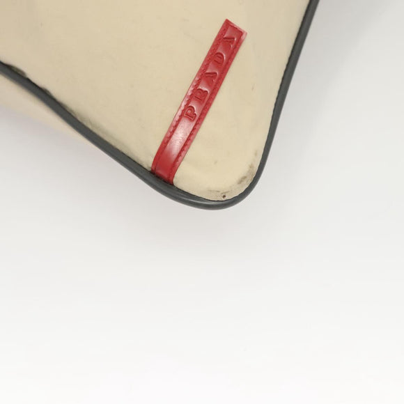 PRADA Sports Tragetasche Nylon Beige Silber Auth ti2991