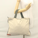 PRADA Sports Tote Bag Nylon Beige Silver Auth ti2991-23