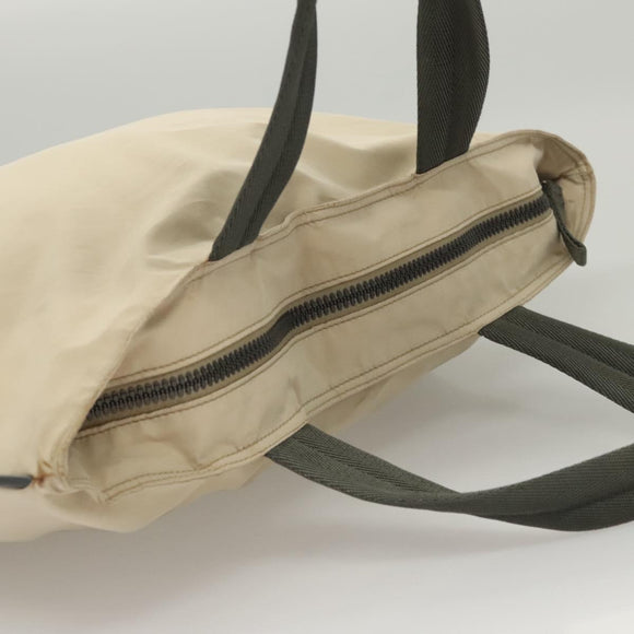 PRADA Sports Tragetasche Nylon Beige Silber Auth ti2991