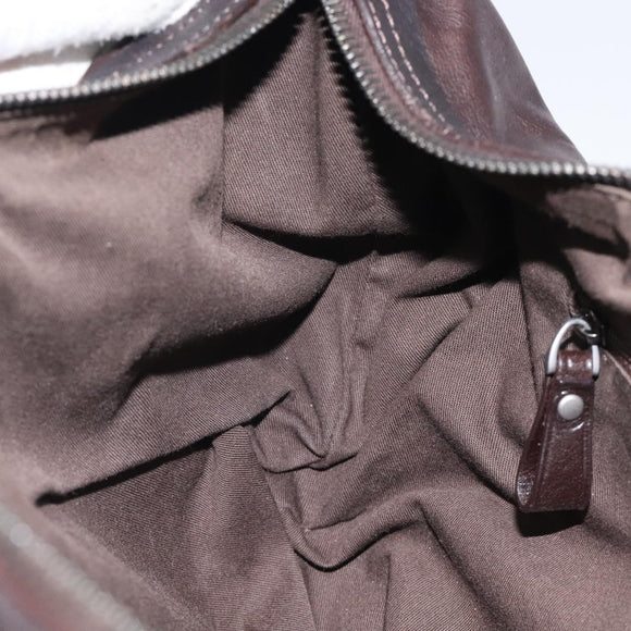 BALLY Shoulder Bag Leather Dark Brown Auth ti2993