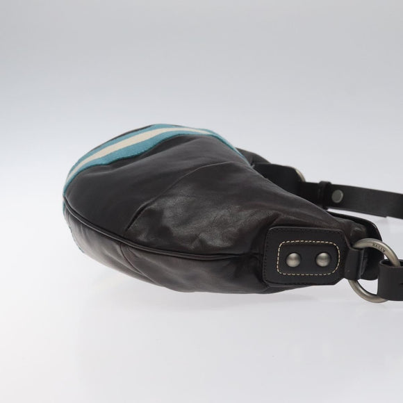 BALLY Shoulder Bag Leather Dark Brown Auth ti2993