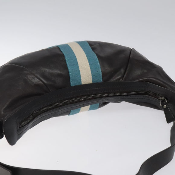 BALLY Shoulder Bag Leather Dark Brown Auth ti2993