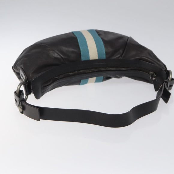 BALLY Shoulder Bag Leather Dark Brown Auth ti2993