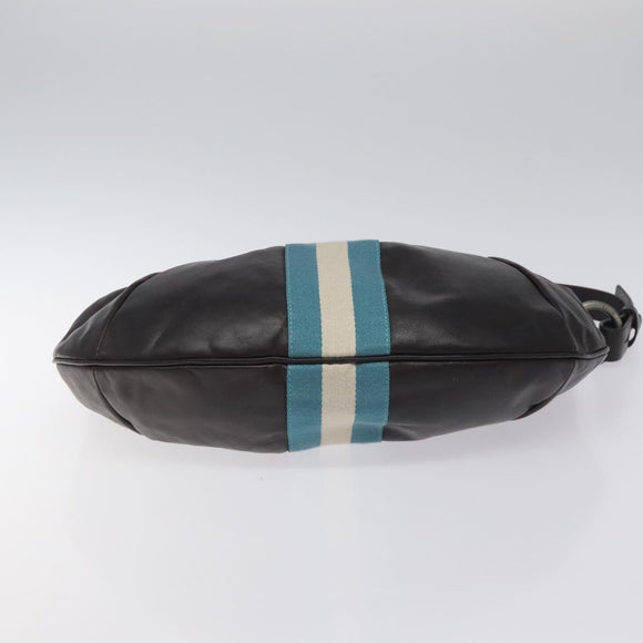 BALLY Shoulder Bag Leather Dark Brown Auth ti2993