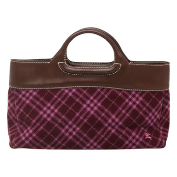 BURBERRY Nova Check Blue Label Hand Bag Wool Purple Auth ti3001 - 0