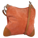 BURBERRY Shoulder Bag Suede Leather Orange Auth ti3004-1