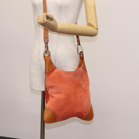 BURBERRY Shoulder Bag Suede Leather Orange Auth ti3004