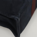 HERMES Fourre Tout MM Hand Bag Canvas Navy Brown Silver Auth ti3010-9