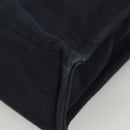 HERMES Fourre Tout MM Hand Bag Canvas Navy Brown Silver Auth ti3010-14