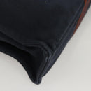 HERMES Fourre Tout MM Hand Bag Canvas Navy Brown Silver Auth ti3010-15
