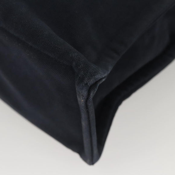 HERMES Fourre Tout MM Hand Bag Canvas Navy Brown Silver Auth ti3010