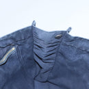 HERMES Fourre Tout MM Hand Bag Canvas Navy Brown Silver Auth ti3010-18