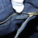 HERMES Fourre Tout MM Hand Bag Canvas Navy Brown Silver Auth ti3010-12