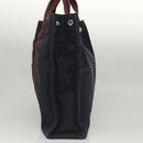 HERMES Fourre Tout MM Hand Bag Canvas Navy Brown Silver Auth ti3010-4