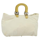 FENDI Hand Bag Canvas White Silver Auth ti3016-1