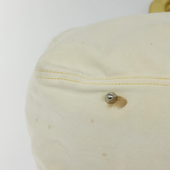 FENDI Hand Bag Canvas White Silver Auth ti3016