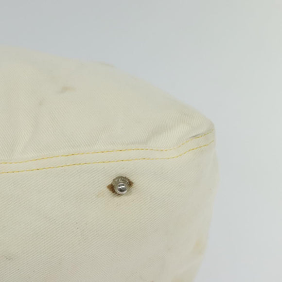 FENDI Hand Bag Canvas White Silver Auth ti3016