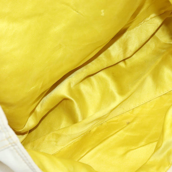 FENDI Hand Bag Canvas White Silver Auth ti3016