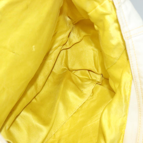 FENDI Hand Bag Canvas White Silver Auth ti3016