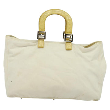 FENDI Hand Bag Canvas White Silver Auth ti3016 - 0