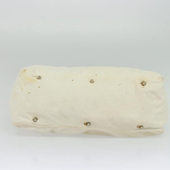 FENDI Hand Bag Canvas White Silver Auth ti3016