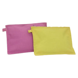 HERMES Bora Bora Pouch Canvas 2 Set Pink Yellow Auth ti3022