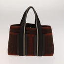 HERMES Hand Bag Canvas 3Set Red Navy Auth ti3026-11