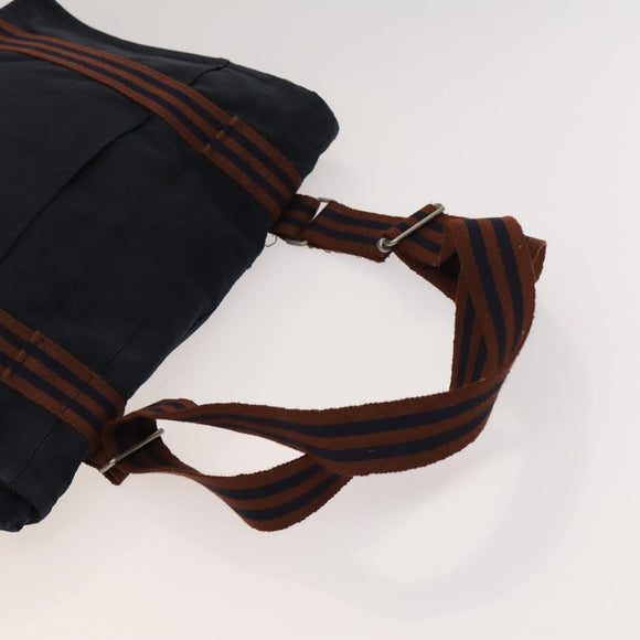 HERMES Hand Bag Canvas 3Set Red Navy Auth ti3026