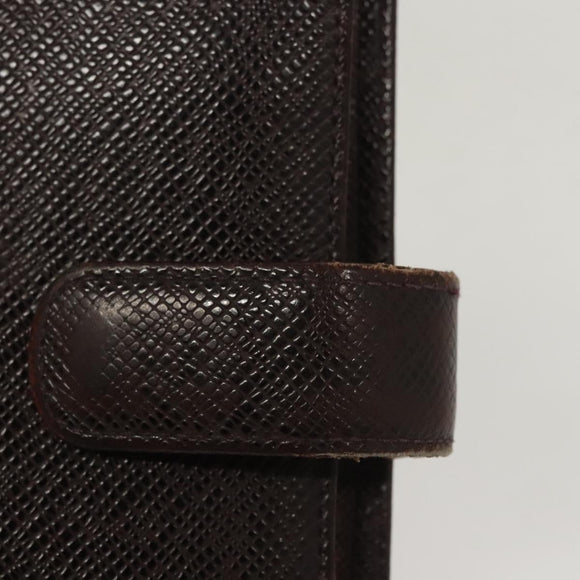 LOUIS VUITTON Taiga Agenda MM Day Planner Cover Acajou R20416 LV Auth ti3036