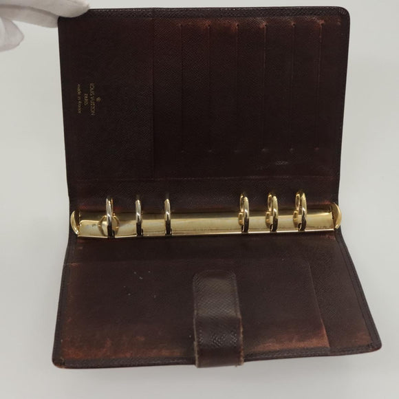 LOUIS VUITTON Taiga Agenda MM Day Planner Cover Acajou R20416 LV Auth ti3036