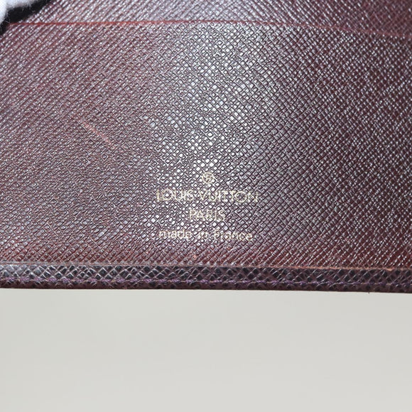 LOUIS VUITTON Taiga Agenda MM Day Planner Cover Acajou R20416 LV Auth ti3036