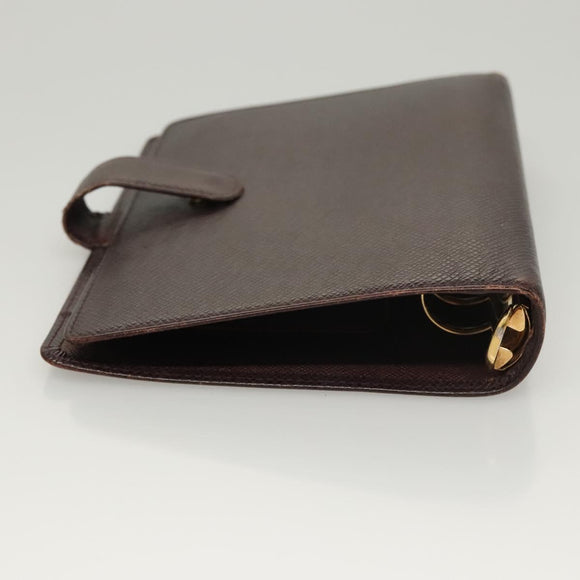 LOUIS VUITTON Taiga Agenda MM Day Planner Cover Acajou R20416 LV Auth ti3036