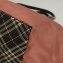 BURBERRY Nova Check Blue Label Hand Bag Nylon Pink Silver Auth ti3041-14