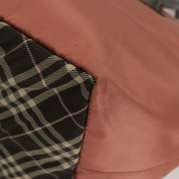 BURBERRY Nova Check Blue Label Hand Bag Nylon Pink Silver Auth ti3041