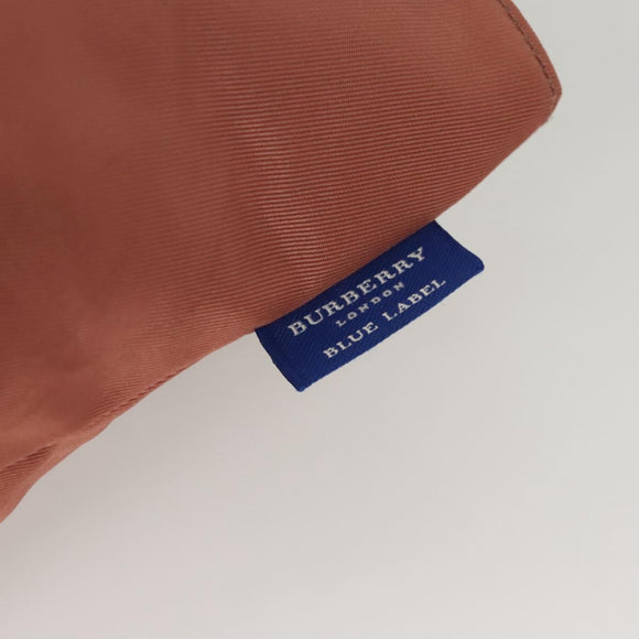 BURBERRY Nova Check Blue Label Hand Bag Nylon Pink Silver Auth ti3041