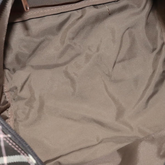 BURBERRY Nova Check Blue Label Hand Bag Nylon Pink Silver Auth ti3041