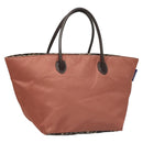 BURBERRY Nova Check Blue Label Hand Bag Nylon Pink Silver Auth ti3041-1