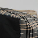 BURBERRY Nova Check Blue Label Hand Bag Nylon Gray Silver Auth ti3042-15