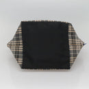 BURBERRY Nova Check Blue Label Hand Bag Nylon Gray Silver Auth ti3042-5