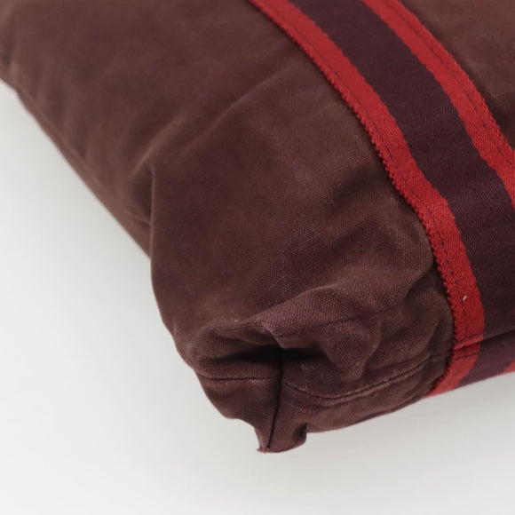 HERMES Fourre Tout Cabas Tote Bag Canvas Bordeaux Auth ti3044