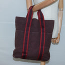 HERMES Fourre Tout Cabas Tote Bag Canvas Bordeaux Auth ti3044-18