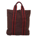 HERMES Fourre Tout Cabas Tote Bag Canvas Bordeaux Auth ti3044-3