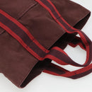 HERMES Fourre Tout Cabas Tote Bag Canvas Bordeaux Auth ti3044-6