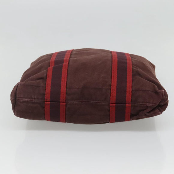 HERMES Fourre Tout Cabas Tote Bag Canvas Bordeaux Auth ti3044