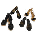 BALLY Fendi Chloe Sandals Leather 4Set White Black Brown Auth ti3052-1