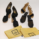 BALLY Fendi Chloe Sandals Leather 4Set White Black Brown Auth ti3052-18