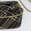 BURBERRY Nova Check Blue Label Shoulder Bag Nylon Brown Silver Auth ti3061-9