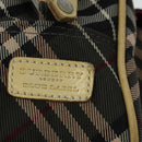BURBERRY Nova Check Blue Label Shoulder Bag Nylon Brown Silver Auth ti3061-10