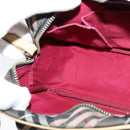 BURBERRY Nova Check Blue Label Shoulder Bag Nylon Brown Silver Auth ti3061-19