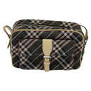 BURBERRY Nova Check Blue Label Shoulder Bag Nylon Brown Silver Auth ti3061-13